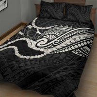 Aloha Hawaii Kalo Pikake Lei Quilt Bed Set Chest Tattoo Black Hawaiian Pattern