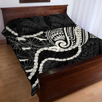 Aloha Hawaii Kalo Pikake Lei Quilt Bed Set Chest Tattoo Black Hawaiian Pattern