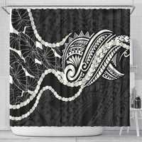 Aloha Hawaii Kalo Pikake Lei Shower Curtain Chest Tattoo Black Hawaiian Pattern