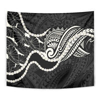 Aloha Hawaii Kalo Pikake Lei Tapestry Chest Tattoo Black Hawaiian Pattern