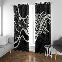 Aloha Hawaii Kalo Pikake Lei Window Curtain Chest Tattoo Black Hawaiian Pattern
