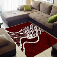 Aloha Hawaii Kalo Pikake Lei Area Rug Chest Tattoo Oxblood Hawaiian Pattern