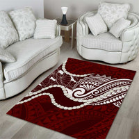 Aloha Hawaii Kalo Pikake Lei Area Rug Chest Tattoo Oxblood Hawaiian Pattern