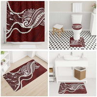 Aloha Hawaii Kalo Pikake Lei Bathroom Set Chest Tattoo Oxblood Hawaiian Pattern