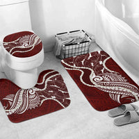 Aloha Hawaii Kalo Pikake Lei Bathroom Set Chest Tattoo Oxblood Hawaiian Pattern
