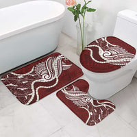 Aloha Hawaii Kalo Pikake Lei Bathroom Set Chest Tattoo Oxblood Hawaiian Pattern