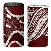 Aloha Hawaii Kalo Pikake Lei 4 in 1 Can Cooler Tumbler Chest Tattoo Oxblood Hawaiian Pattern