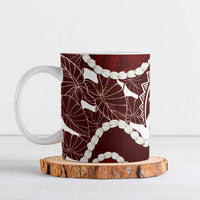 Aloha Hawaii Kalo Pikake Lei Ceramic Mug Chest Tattoo Oxblood Hawaiian Pattern