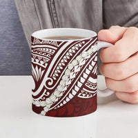 Aloha Hawaii Kalo Pikake Lei Ceramic Mug Chest Tattoo Oxblood Hawaiian Pattern