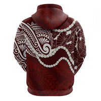 Aloha Hawaii Kalo Pikake Lei Hoodie Chest Tattoo Oxblood Hawaiian Pattern LT14 - Polynesian Pride