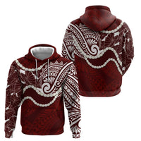 Aloha Hawaii Kalo Pikake Lei Hoodie Chest Tattoo Oxblood Hawaiian Pattern LT14 - Polynesian Pride