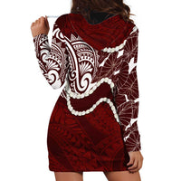 Aloha Hawaii Kalo Pikake Lei Hoodie Dress Chest Tattoo Oxblood Hawaiian Pattern