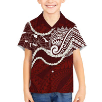 Aloha Hawaii Kalo Pikake Lei Kid Hawaiian Shirt Chest Tattoo Oxblood Hawaiian Pattern LT14 Kid Oxblood - Polynesian Pride
