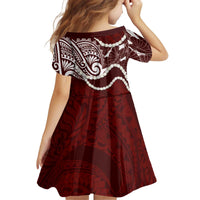 Aloha Hawaii Kalo Pikake Lei Kid Short Sleeve Dress Chest Tattoo Oxblood Hawaiian Pattern