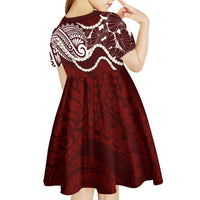 Aloha Hawaii Kalo Pikake Lei Kid Short Sleeve Dress Chest Tattoo Oxblood Hawaiian Pattern