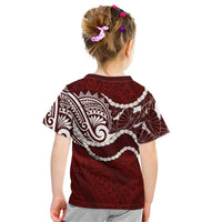 Aloha Hawaii Kalo Pikake Lei Kid T Shirt Chest Tattoo Oxblood Hawaiian Pattern LT14 - Polynesian Pride