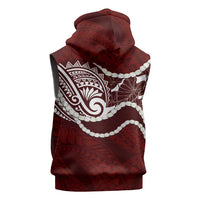 Aloha Hawaii Kalo Pikake Lei Sleeveless Zip Hoodie Chest Tattoo Oxblood Hawaiian Pattern LT14 - Polynesian Pride
