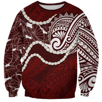 Aloha Hawaii Kalo Pikake Lei Sweatshirt Chest Tattoo Oxblood Hawaiian Pattern