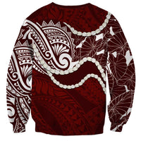 Aloha Hawaii Kalo Pikake Lei Sweatshirt Chest Tattoo Oxblood Hawaiian Pattern