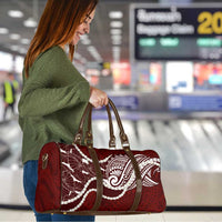Aloha Hawaii Kalo Pikake Lei Travel Bag Chest Tattoo Oxblood Hawaiian Pattern