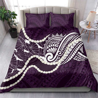 Aloha Hawaii Kalo Pikake Lei Bedding Set Chest Tattoo Purple Hawaiian Pattern