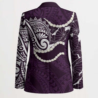 Aloha Hawaii Kalo Pikake Lei Blazer Chest Tattoo Purple Hawaiian Pattern