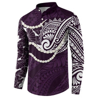 Aloha Hawaii Kalo Pikake Lei Button Sweatshirt Chest Tattoo Purple Hawaiian Pattern