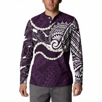 Aloha Hawaii Kalo Pikake Lei Button Sweatshirt Chest Tattoo Purple Hawaiian Pattern