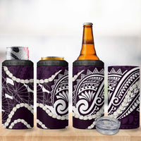 Aloha Hawaii Kalo Pikake Lei 4 in 1 Can Cooler Tumbler Chest Tattoo Purple Hawaiian Pattern LT14 - Polynesian Pride