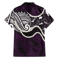 Aloha Hawaii Kalo Pikake Lei Family Matching Mermaid Dress and Hawaiian Shirt Chest Tattoo Purple Hawaiian Pattern LT14 - Polynesian Pride