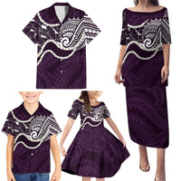 Aloha Hawaii Kalo Pikake Lei Family Matching Puletasi and Hawaiian Shirt Chest Tattoo Purple Hawaiian Pattern LT14 - Polynesian Pride