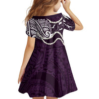 Aloha Hawaii Kalo Pikake Lei Family Matching Short Sleeve Bodycon Dress and Hawaiian Shirt Chest Tattoo Purple Hawaiian Pattern LT14 - Polynesian Pride
