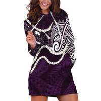 Aloha Hawaii Kalo Pikake Lei Hoodie Dress Chest Tattoo Purple Hawaiian Pattern LT14 Purple - Polynesian Pride