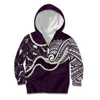 Aloha Hawaii Kalo Pikake Lei Kid Hoodie Chest Tattoo Purple Hawaiian Pattern LT14 Zip Hoodie Purple - Polynesian Pride