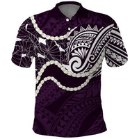Aloha Hawaii Kalo Pikake Lei Polo Shirt Chest Tattoo Purple Hawaiian Pattern