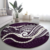 Aloha Hawaii Kalo Pikake Lei Round Carpet Chest Tattoo Purple Hawaiian Pattern