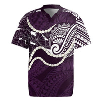 Aloha Hawaii Kalo Pikake Lei Rugby Jersey Chest Tattoo Purple Hawaiian Pattern