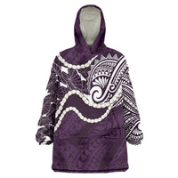 Aloha Hawaii Kalo Pikake Lei Wearable Blanket Hoodie Chest Tattoo Purple Hawaiian Pattern
