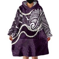Aloha Hawaii Kalo Pikake Lei Wearable Blanket Hoodie Chest Tattoo Purple Hawaiian Pattern