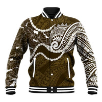 Aloha Hawaii Kalo Pikake Lei Baseball Jacket Chest Tattoo Gold Hawaiian Pattern