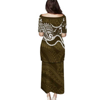 Aloha Hawaii Kalo Pikake Lei Family Matching Puletasi and Hawaiian Shirt Chest Tattoo Gold Hawaiian Pattern