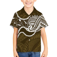 Aloha Hawaii Kalo Pikake Lei Family Matching Puletasi and Hawaiian Shirt Chest Tattoo Gold Hawaiian Pattern