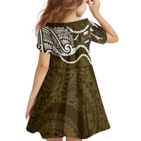 Aloha Hawaii Kalo Pikake Lei Family Matching Short Sleeve Bodycon Dress and Hawaiian Shirt Chest Tattoo Gold Hawaiian Pattern LT14 - Polynesian Pride