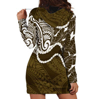 Aloha Hawaii Kalo Pikake Lei Hoodie Dress Chest Tattoo Gold Hawaiian Pattern LT14 - Polynesian Pride