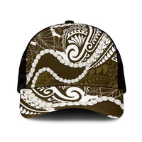 Aloha Hawaii Kalo Pikake Lei Mesh Trucker Cap Chest Tattoo Gold Hawaiian Pattern
