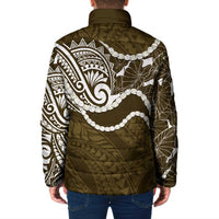 Aloha Hawaii Kalo Pikake Lei Padded Jacket Chest Tattoo Gold Hawaiian Pattern