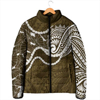 Aloha Hawaii Kalo Pikake Lei Padded Jacket Chest Tattoo Gold Hawaiian Pattern