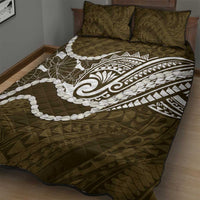 Aloha Hawaii Kalo Pikake Lei Quilt Bed Set Chest Tattoo Gold Hawaiian Pattern