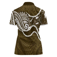 Aloha Hawaii Kalo Pikake Lei Women Polo Shirt Chest Tattoo Gold Hawaiian Pattern LT14 - Polynesian Pride