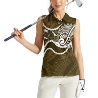 Aloha Hawaii Kalo Pikake Lei Women Sleeveless Polo Shirt Chest Tattoo Gold Hawaiian Pattern LT14 - Polynesian Pride